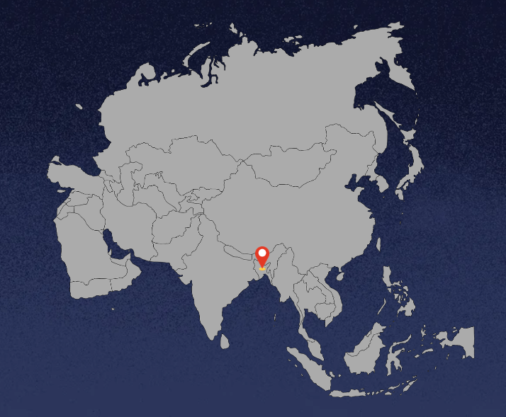 Map showing Dhaka, Bangladesh